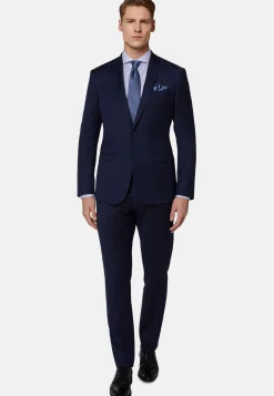 Abito Navy Blu Diagonale In Lana Elasticizzata