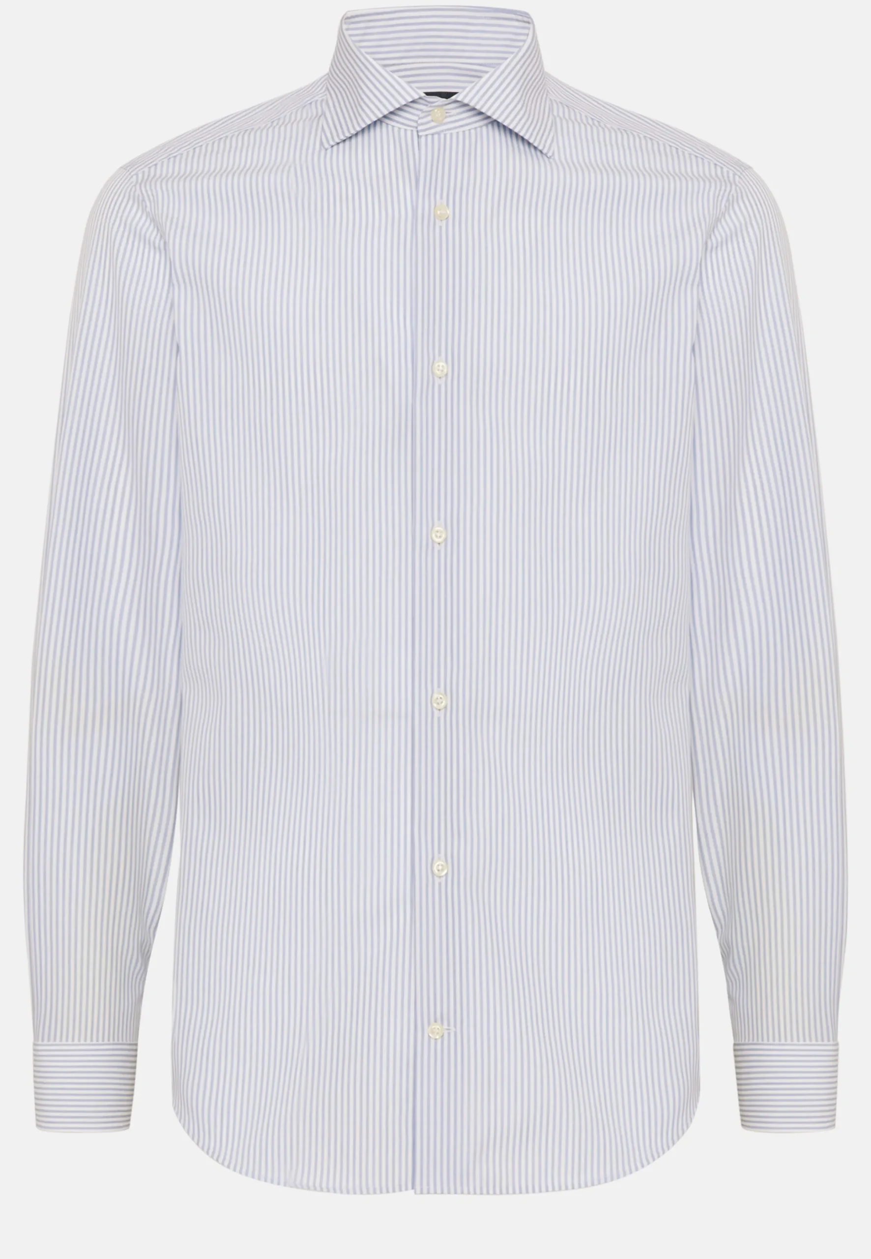 Camicia A Righe Azzurre In Cotone Slim Fit