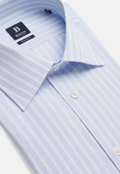 Camicia A Righe Azzurre In Cotone Regular Fit
