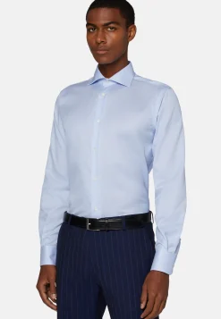 Camicia A Righe Azzurre In Twill Di Cotone Regular