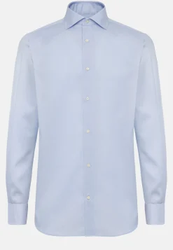 Camicia A Righe Azzurre In Twill Di Cotone Regular