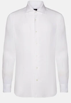Camicia Azzurra In Lino Regular Fit