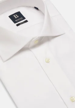Camicia Azzurra In Pin Point Di Cotone Slim Fit