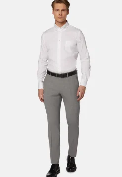 Camicia Azzurra In Pin Point Di Cotone Regular Fit