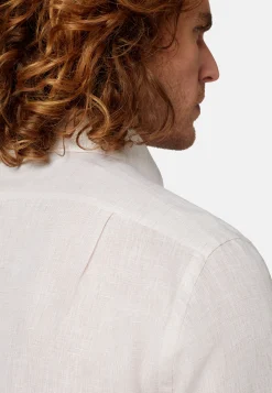 Camicia Beige In Lino Regular Fit