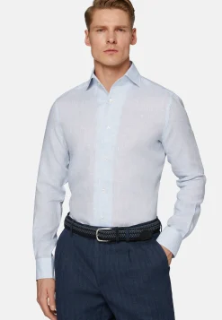 Camicia Beige In Lino Regular Fit