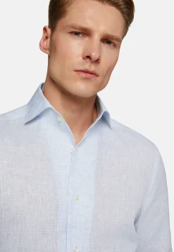 Camicia Beige In Lino Regular Fit