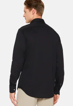 Camicia Nera In Cotone E COOLMAX® Slim Fit