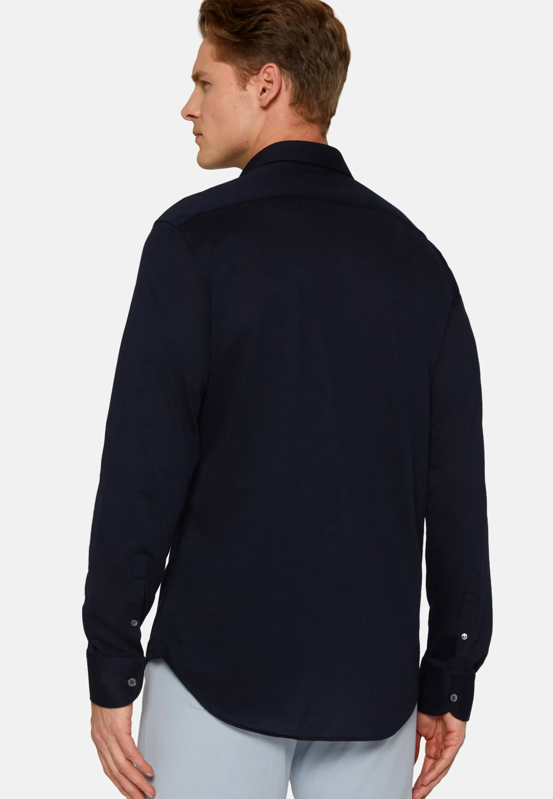 Camicia Nera In Cotone E COOLMAX® Slim Fit