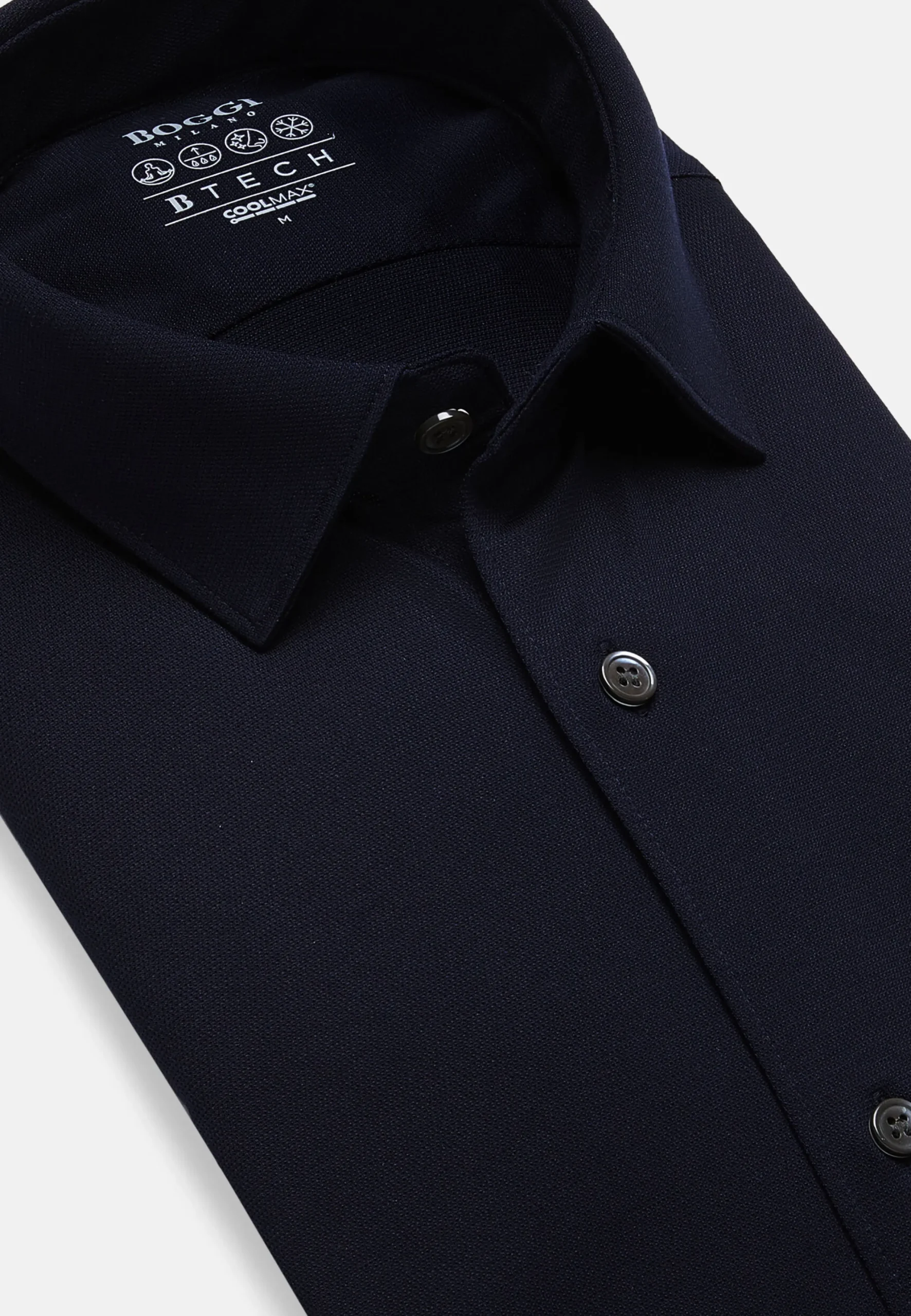 Camicia Nera In Cotone E COOLMAX® Slim Fit