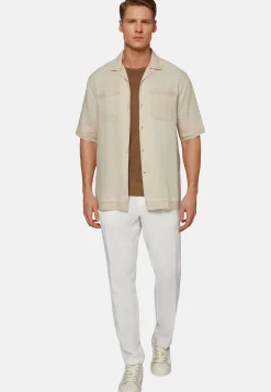 Camicia Over Camp Beige In Lino