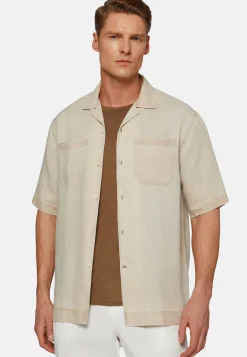 Camicia Over Camp Beige In Lino