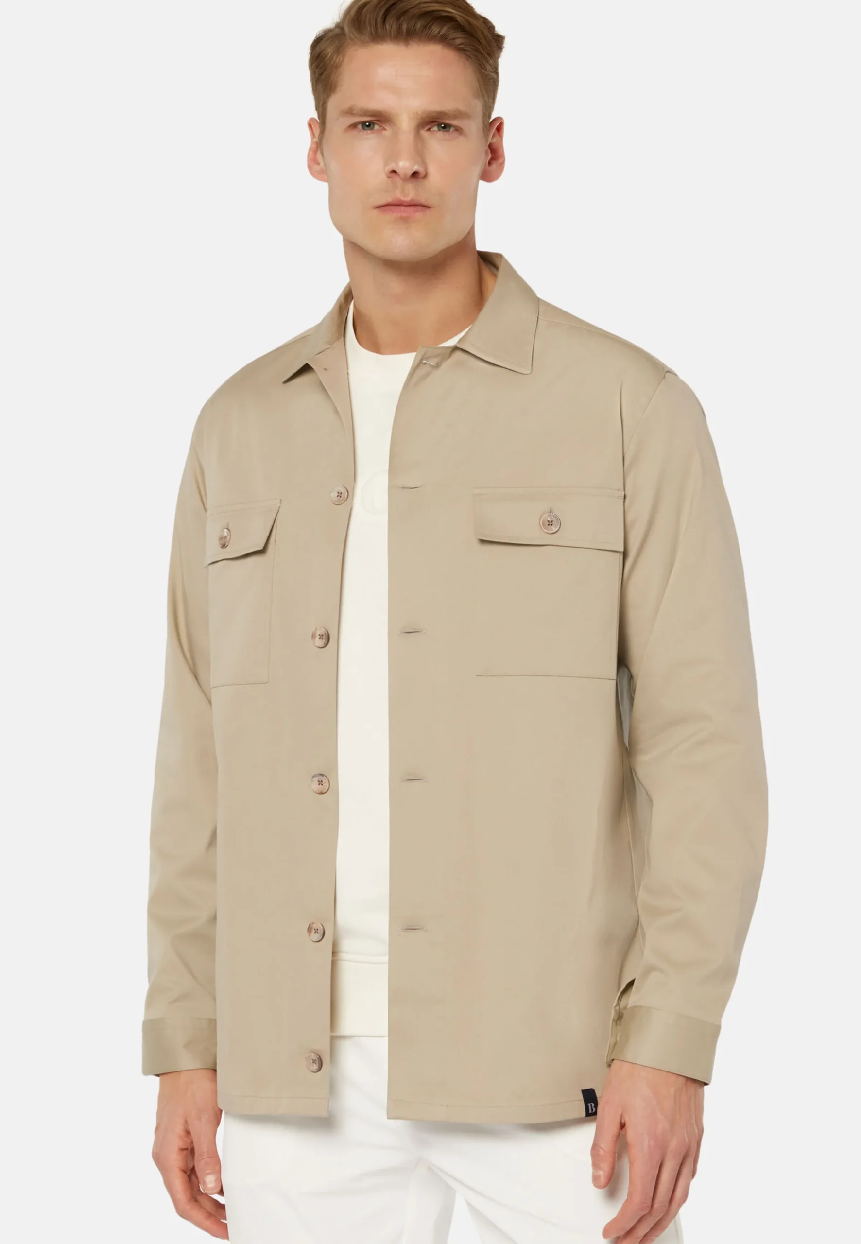 Camicia Over Camp Navy In Cotone Tencel