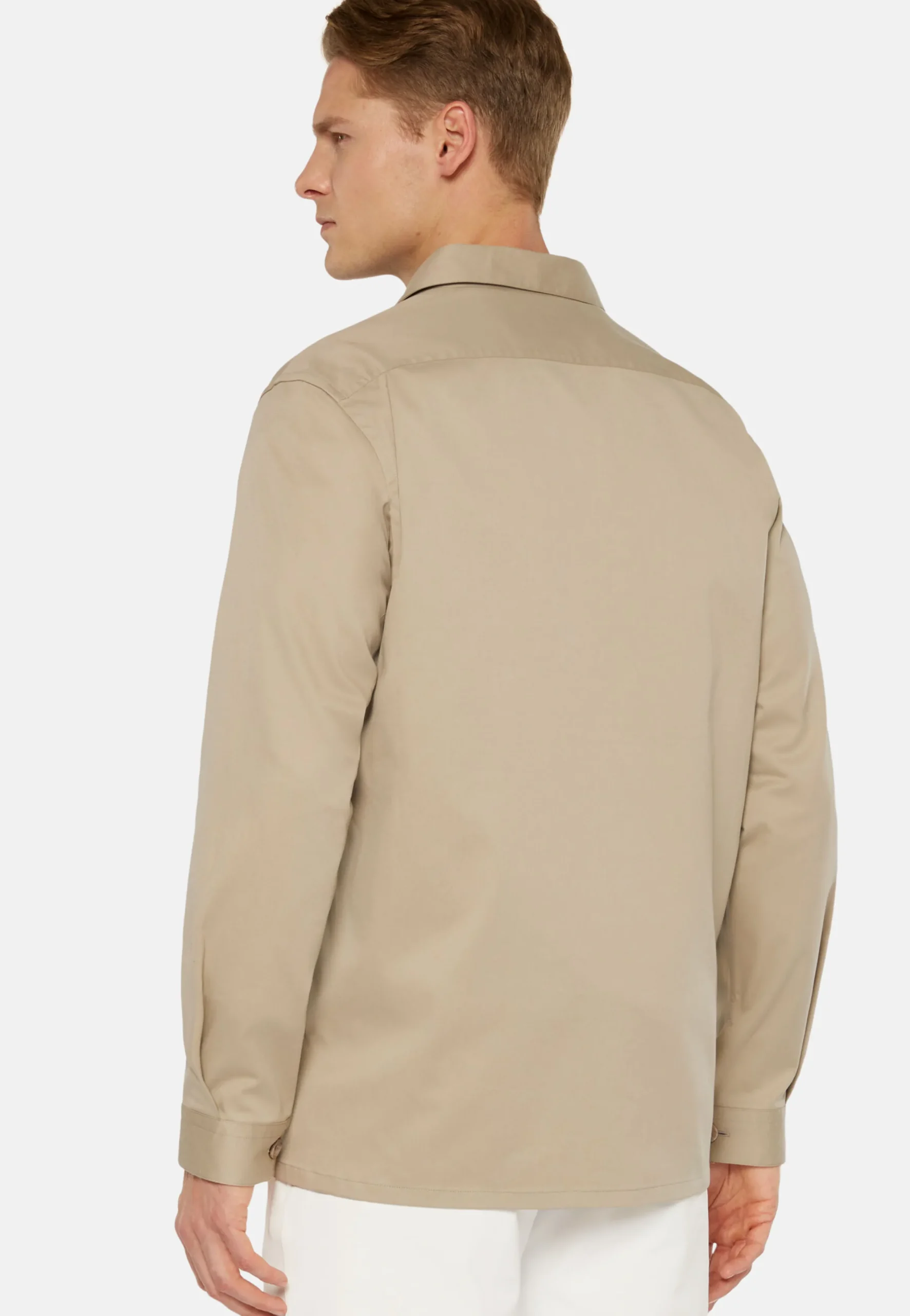 Camicia Over Camp Navy In Cotone Tencel