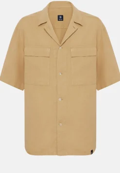 Camicia Over Camp Navy In Lino