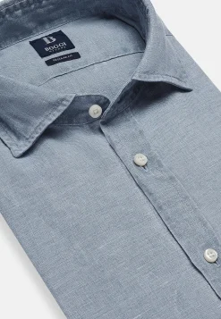 Camicia Rosa In Lino Regular Fit