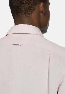 Camicia Rosa In Lino Regular Fit