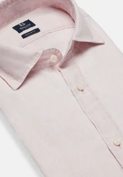 Camicia Rosa In Lino Regular Fit
