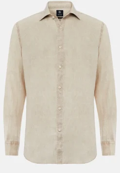 Camicia Rosa In Lino Regular Fit
