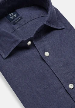 Camicia Rosa In Lino Regular Fit