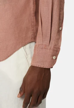 Camicia Tortora In Lino Regular Fit