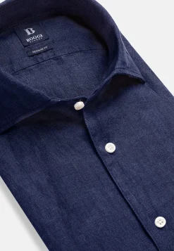 Camicia Tortora In Lino Regular Fit