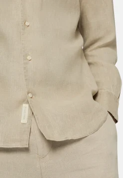 Camicia Tortora In Lino Regular Fit