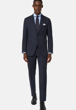 Giacca Navy Micro Struttura In Lana Intelata