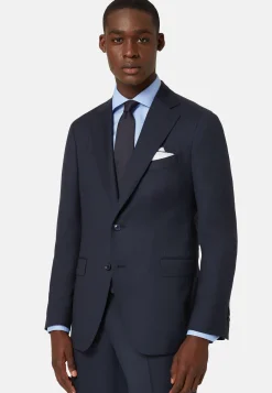 Giacca Navy Micro Struttura In Lana Intelata
