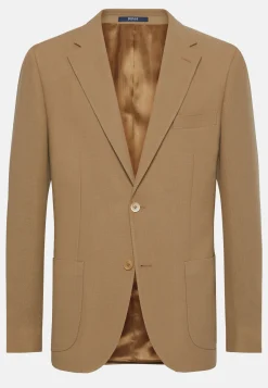 Giacca Tortora In Pura Lana Crepe