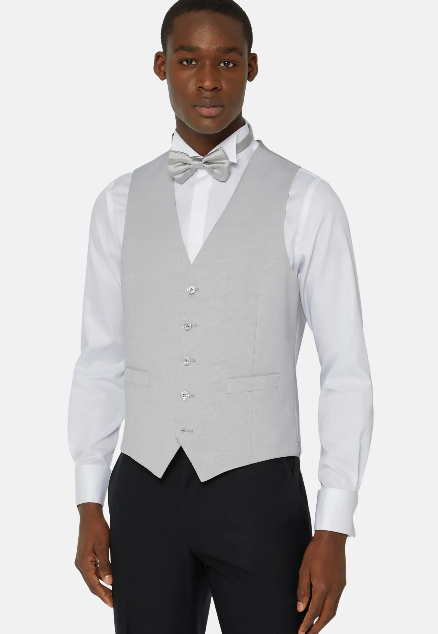 Gilet Grigio Perla In Misto Lana