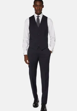 Gilet Navy In Saglia Di Lana Elasticizzata