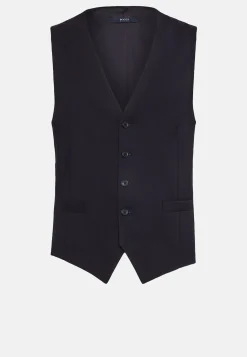 Gilet Navy In Saglia Di Lana Elasticizzata