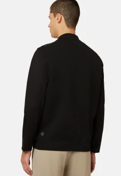 Gilet Nero In Maglia Riciclata E Jersey Tecnico