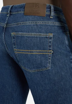 Jeans In Denim Elasticizzato Blu Scuro