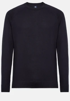 Maglia Girocollo Azzurra In Cotone Seta Cashmere
