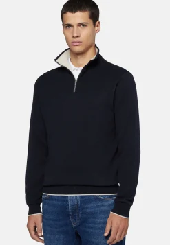 Maglia Mezza Zip Beige In Cotone