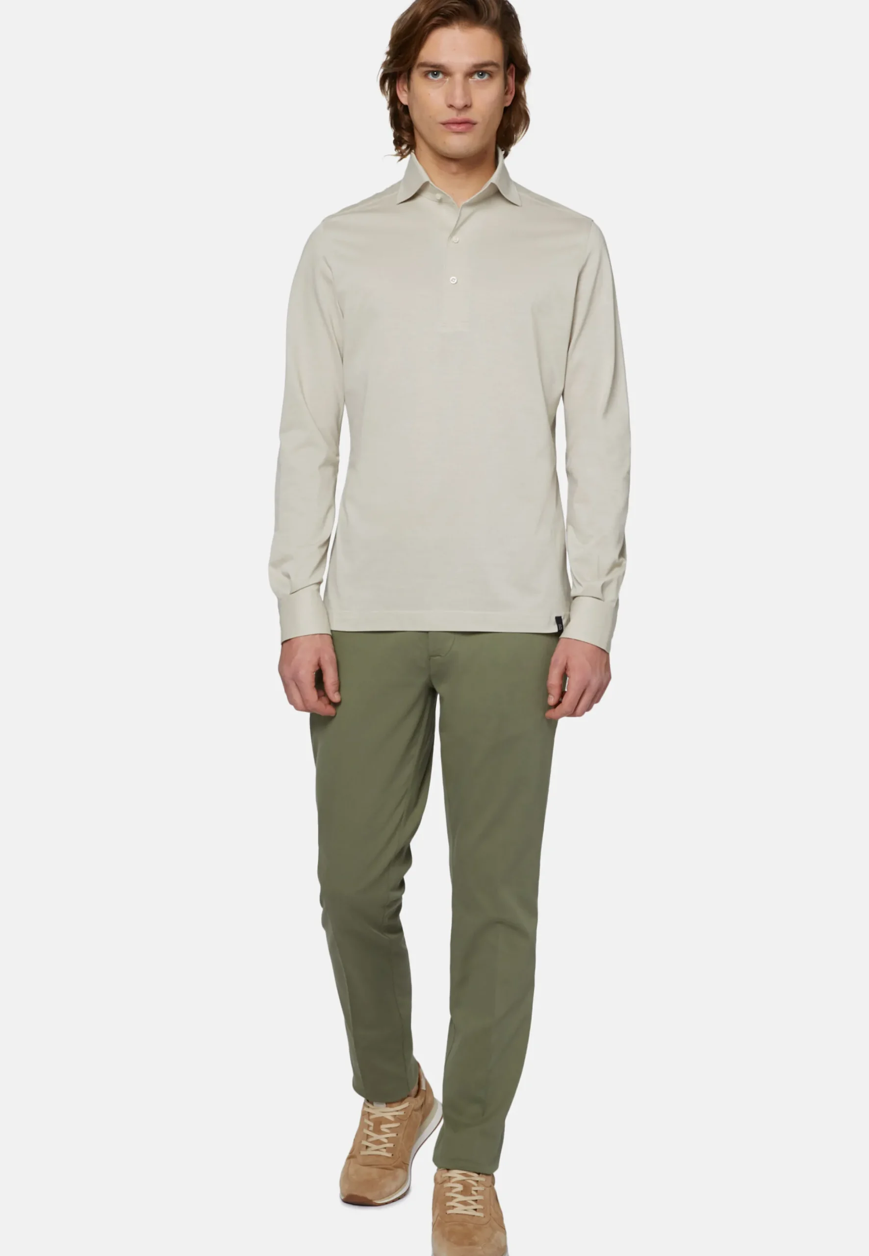 Pantaloni In Cotone Tencel Elasticizzato
