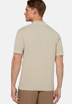 Polo Di Maglia Marrone In Cotone Crêpe